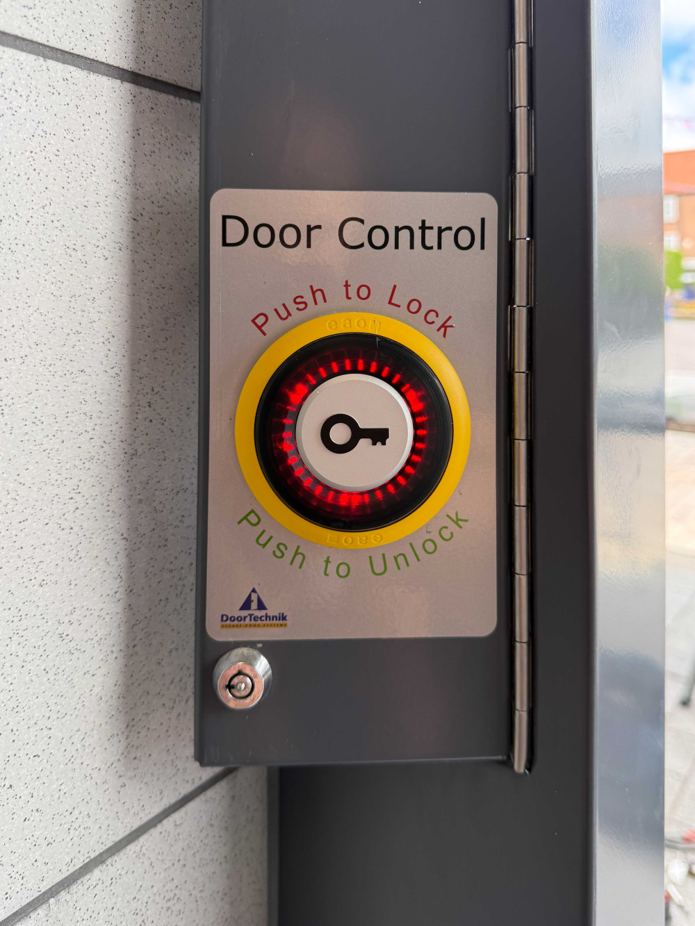 Interior door control button during testing